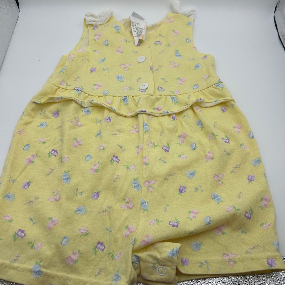 Vintage Basic Editions Girls Yellow Floral Romper & Pink Ribbed  7pc 2T - 6